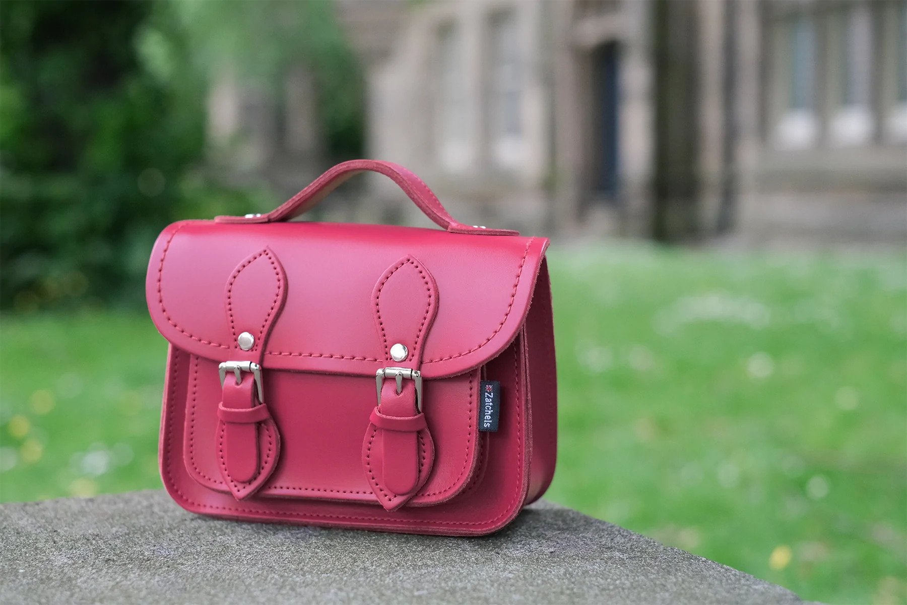 Zatchels Handmade Leather Union Jack Midi Satchel - Red