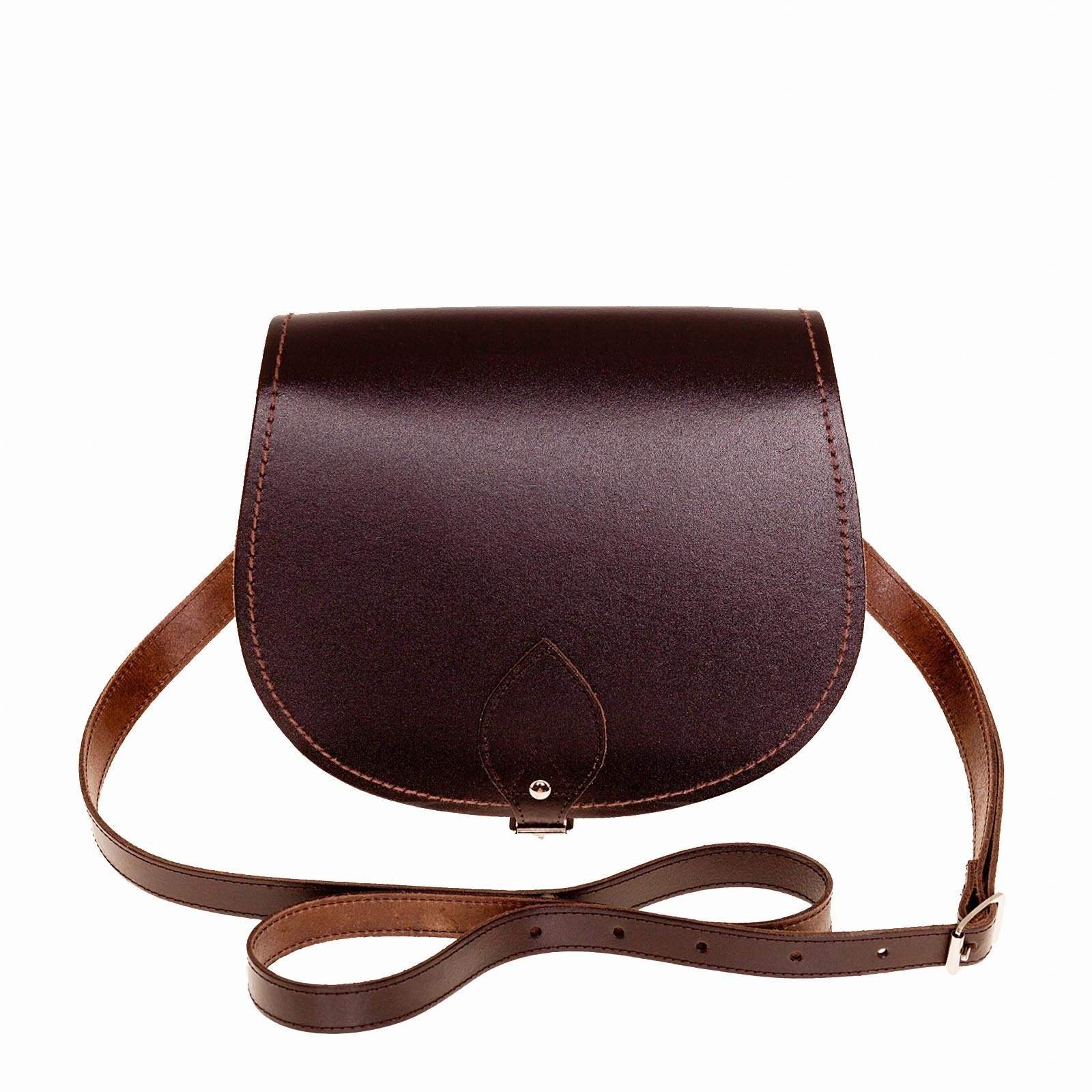 Handmade Leather Twist Lock Saddle Bag - Black, Zatchels