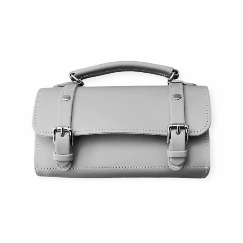 Handmade Leather Bowler Bag - Ghost Grey