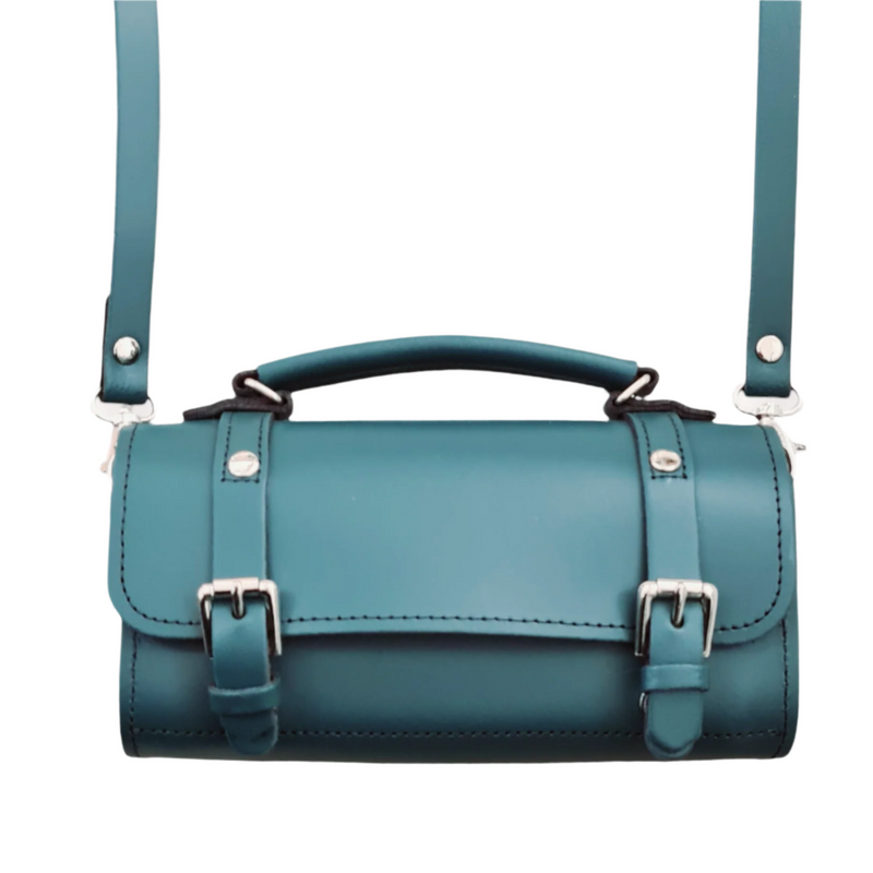 Handmade Leather Bowler Bag - Teal