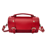 Handmade Leather Bowler Bag - Red