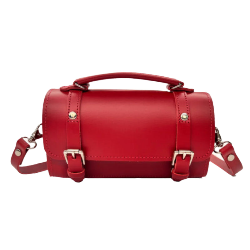 Handmade Leather Bowler Bag - Red