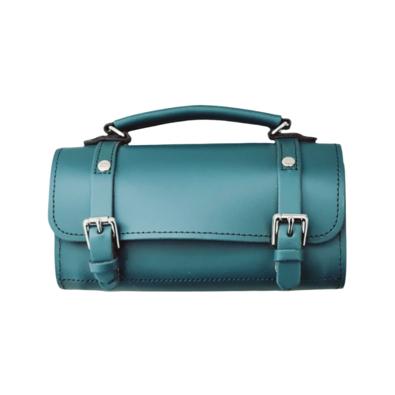 Handmade Leather Bowler Bag - Teal