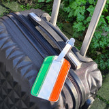 Leather Luggage Tag - Orange White & Green - Ireland