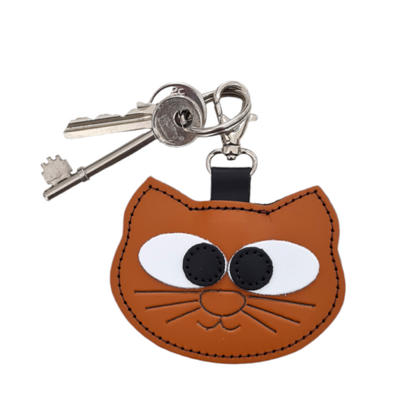 Colourful Cat Bag Charm - Burnt Orange