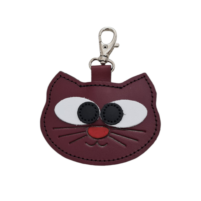 Colourful Cat Bag Charm - Oxblood