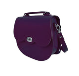 Handmade Leather Twist Lock Saddle Bag - Purple