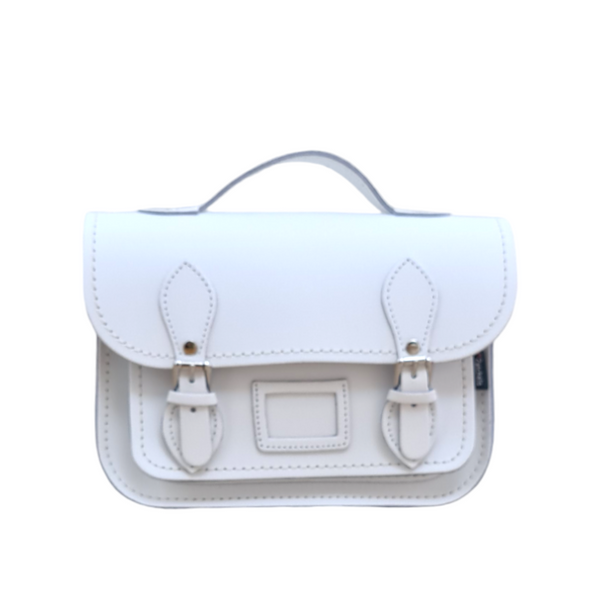 Leather Midi Satchel - White