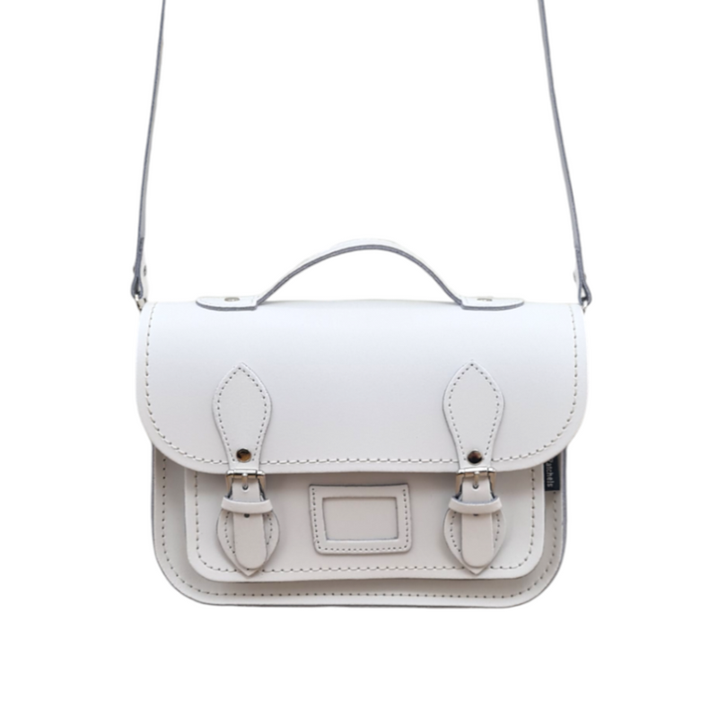 Leather Midi Satchel - White