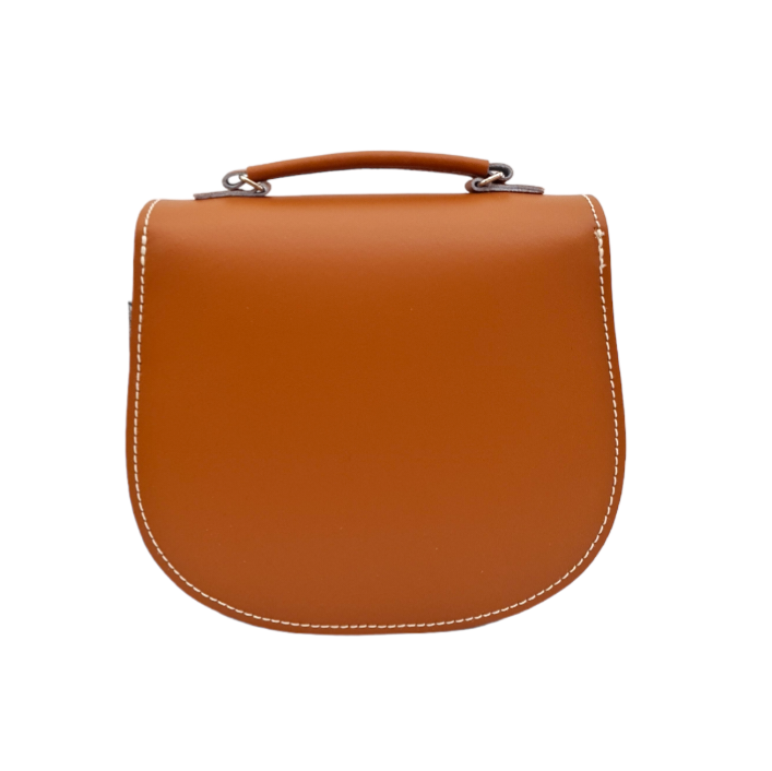 Zatchels Burnt Orange Handmade Leather Twist Lock Saddle Bag