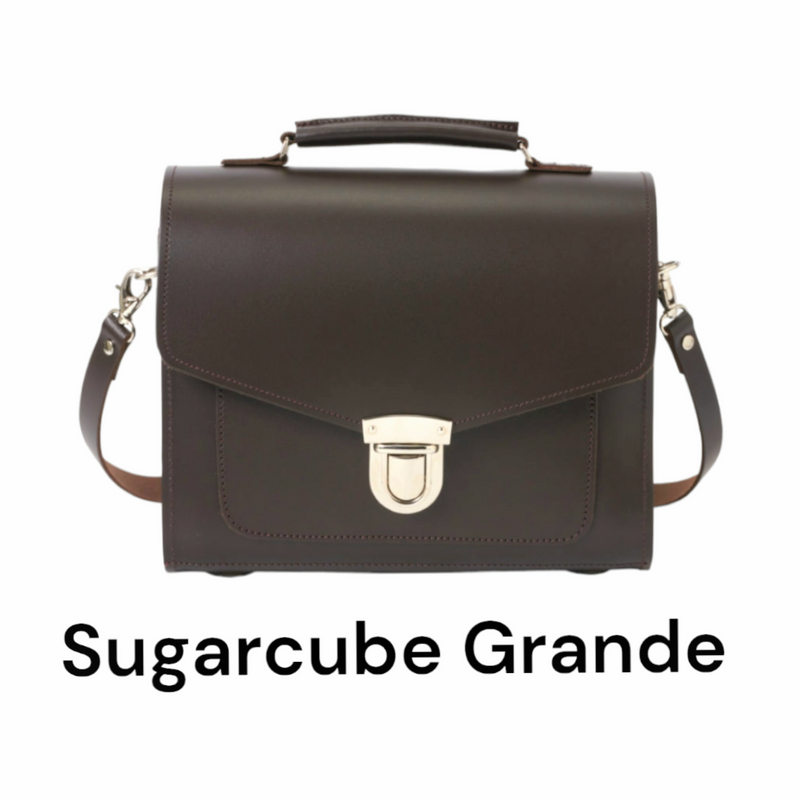 Handmade Leather Sugarcube Handbag - Dark Brown