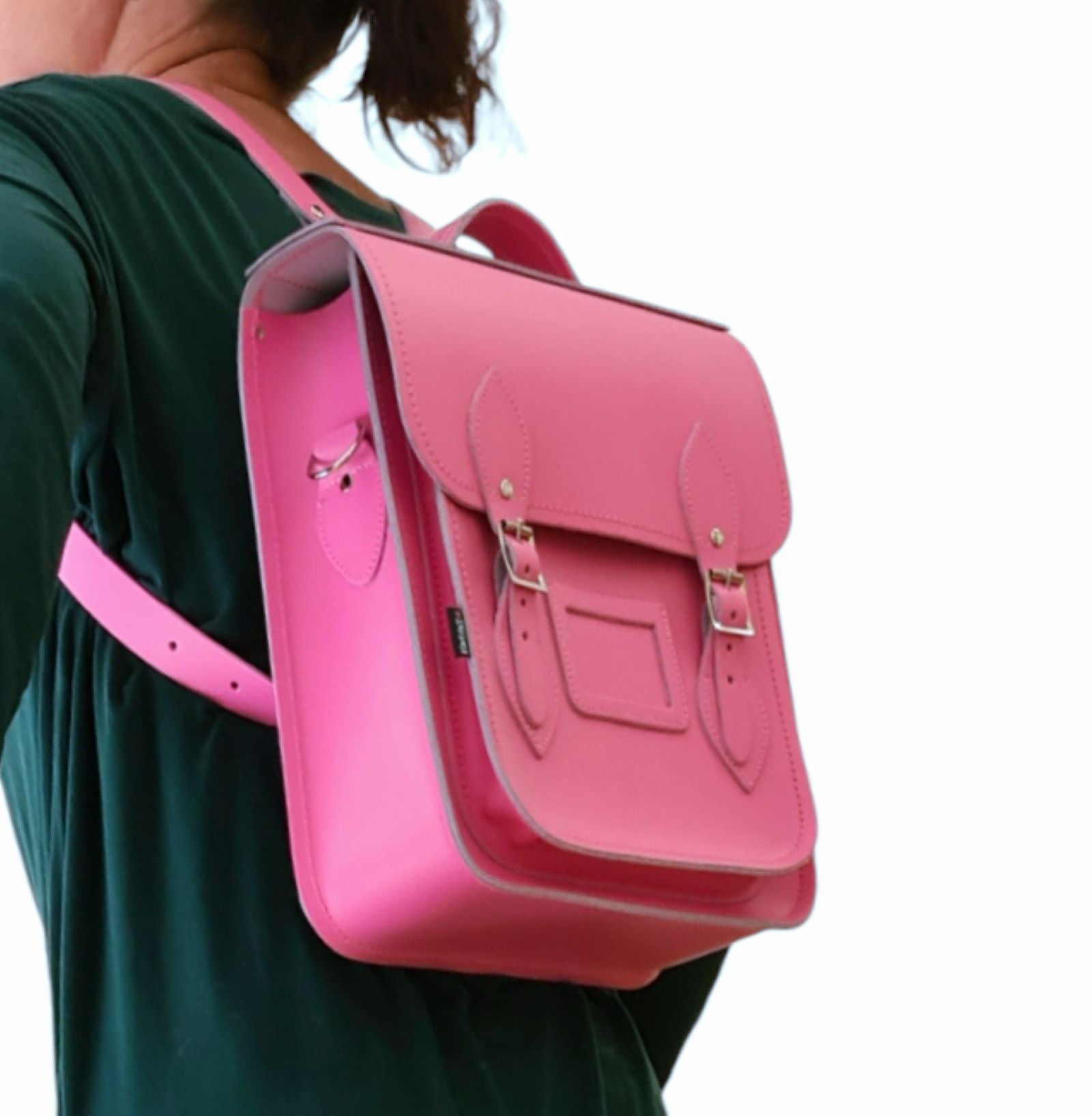 Handmade Leather City Backpack Hot Fuchsia