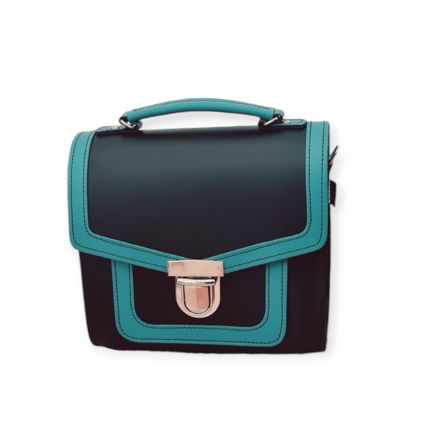 Harmony Handmade Leather Sugarcube Plus Handbag - Teal