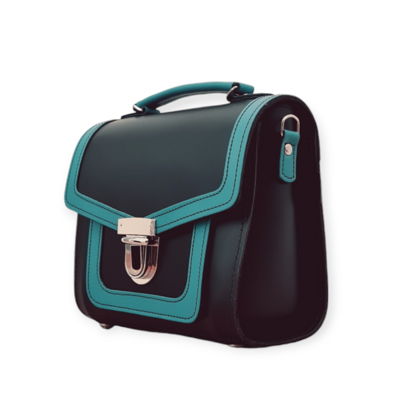 Harmony Handmade Leather Sugarcube Plus Handbag - Teal