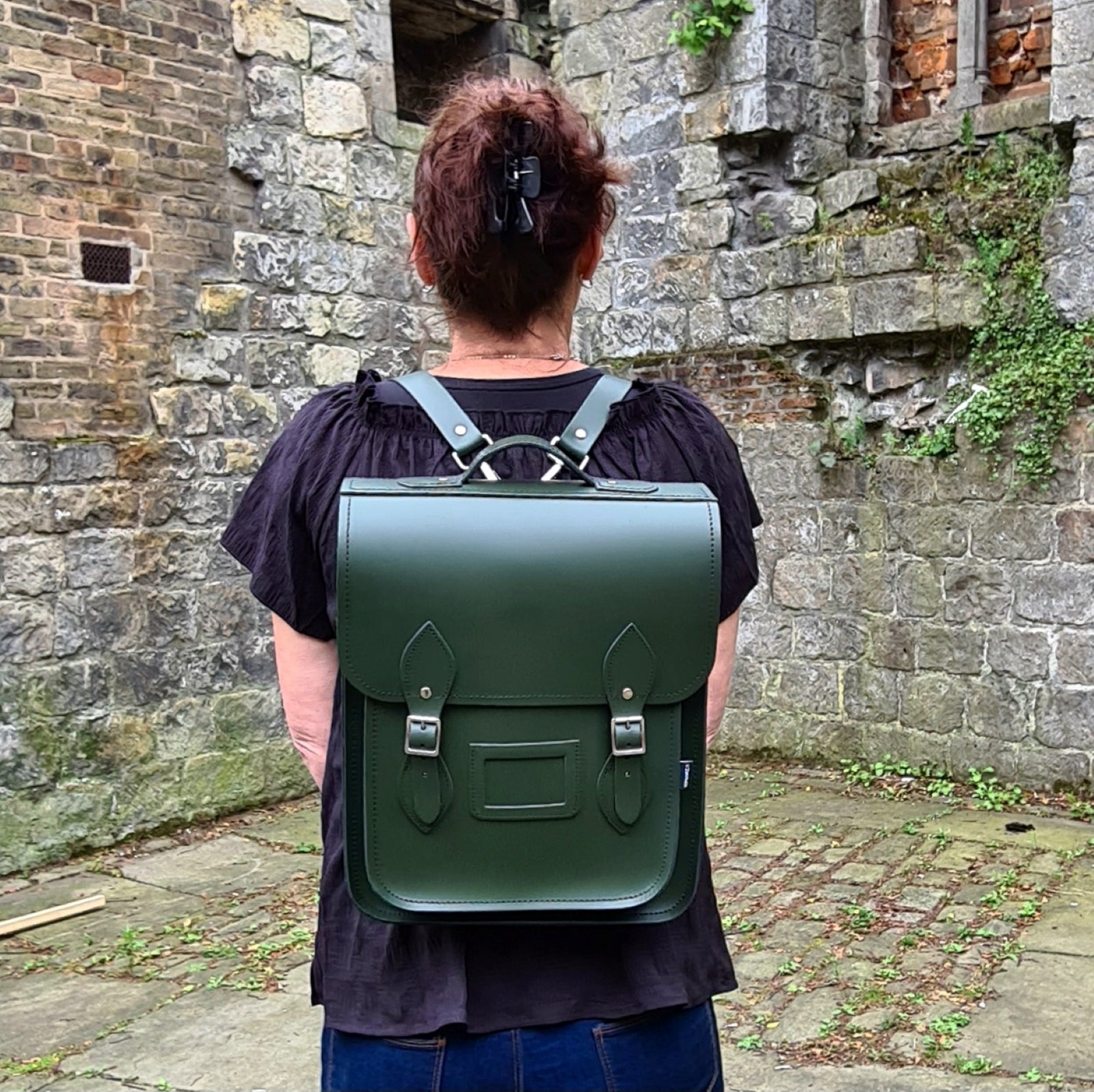 Zatchels Ivy Green Leather City Backpack 2 SIZES