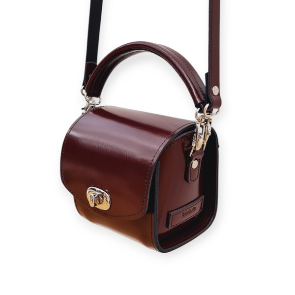 Bauble Handmade High Shine Leather Handbag - Marsala Red