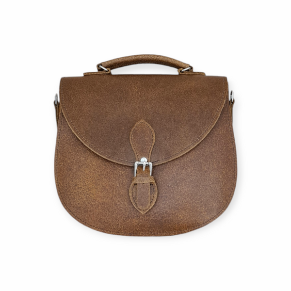 Handmade Tannery Leather Saddle Bag - Tan