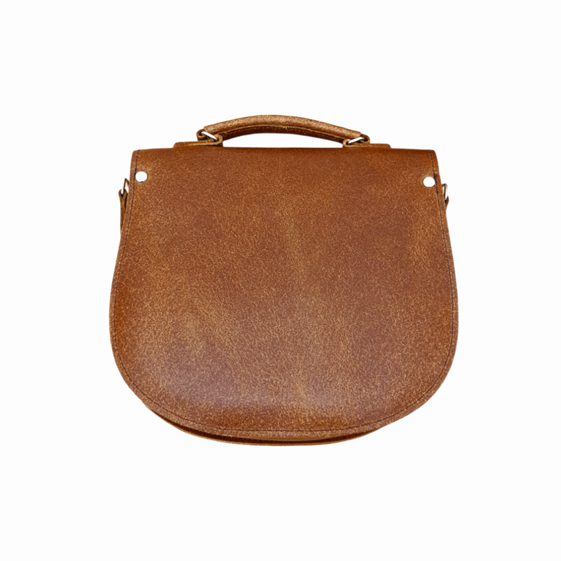 Handmade Tannery Leather Saddle Bag - Tan