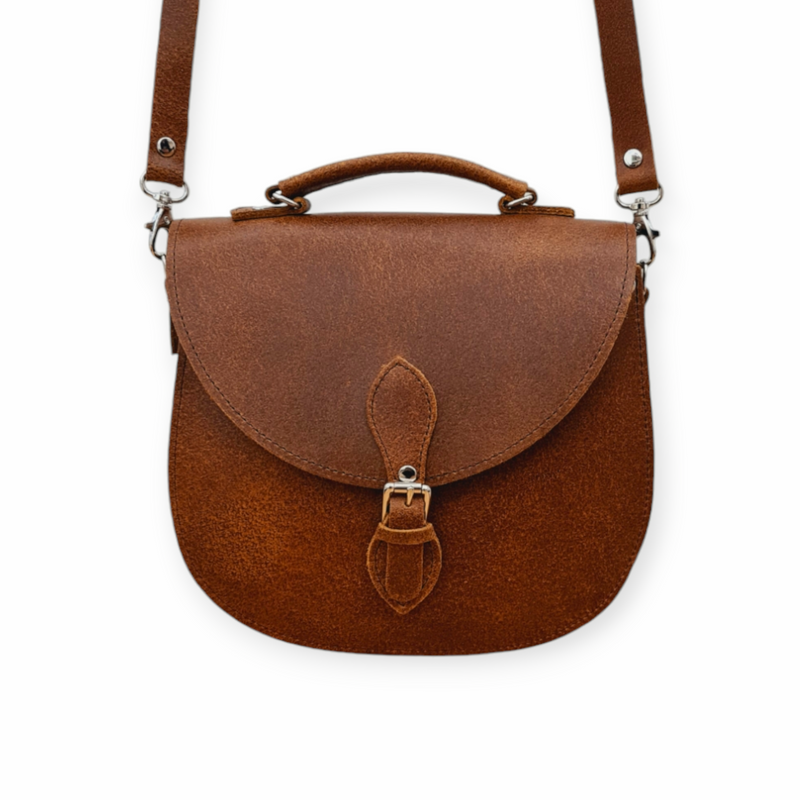 Handmade Tannery Leather Saddle Bag - Tan