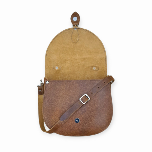 Handmade Tannery Leather Saddle Bag - Tan