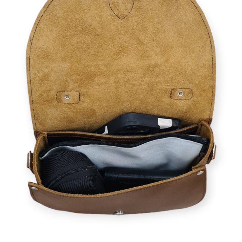 Handmade Tannery Leather Saddle Bag - Tan