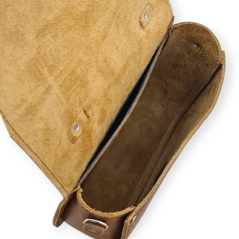 Handmade Tannery Leather Saddle Bag - Tan