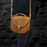 Handmade Tannery Leather Saddle Bag - Tan