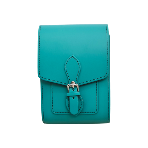 Handmade Leather Festival Phone Bag - Teal