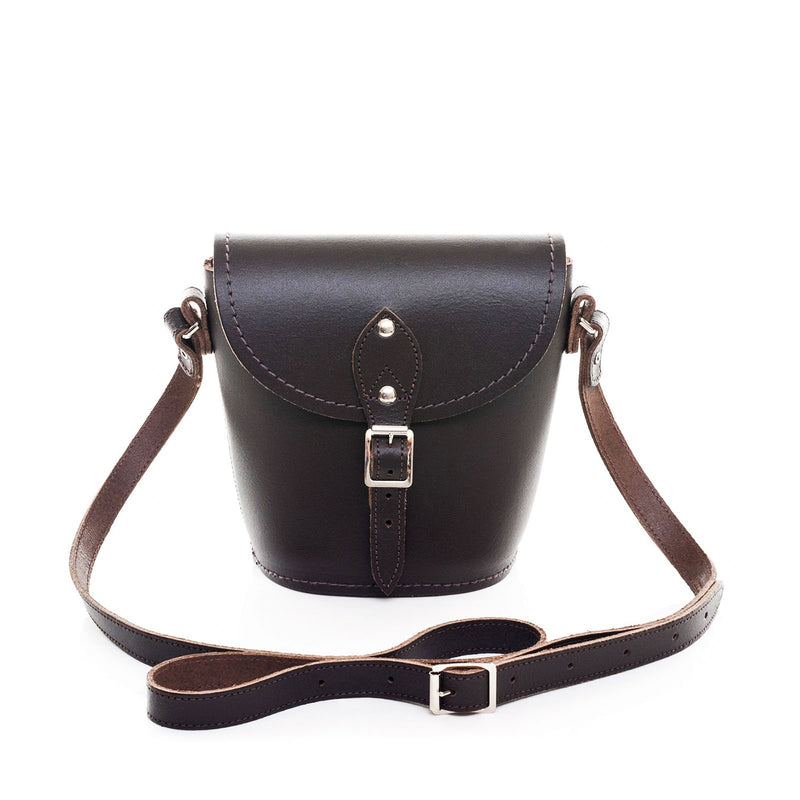 Handmade Leather Barrel Bag - Dark Brown