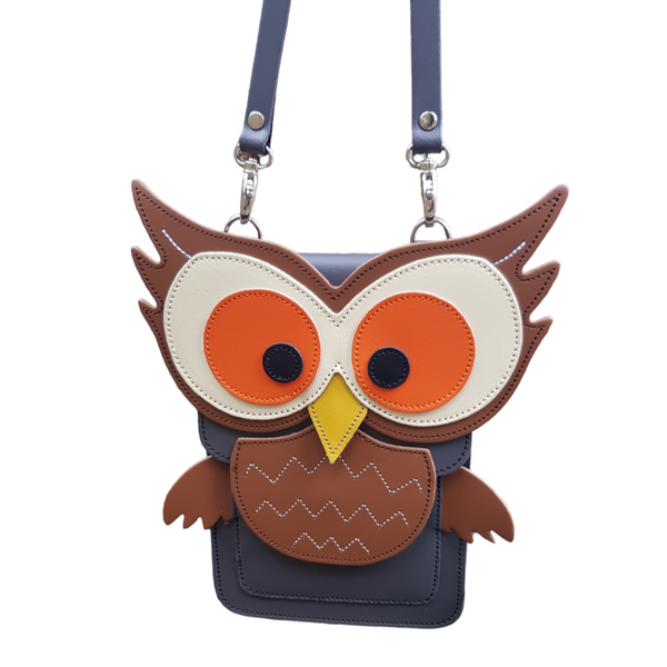 Zatchels Union Jack Owl Leather Bag Charm