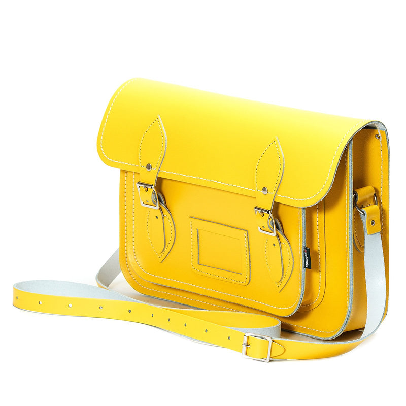 Zatchels Pastel Daffodil Yellow Handmade Leather Saddle Bag
