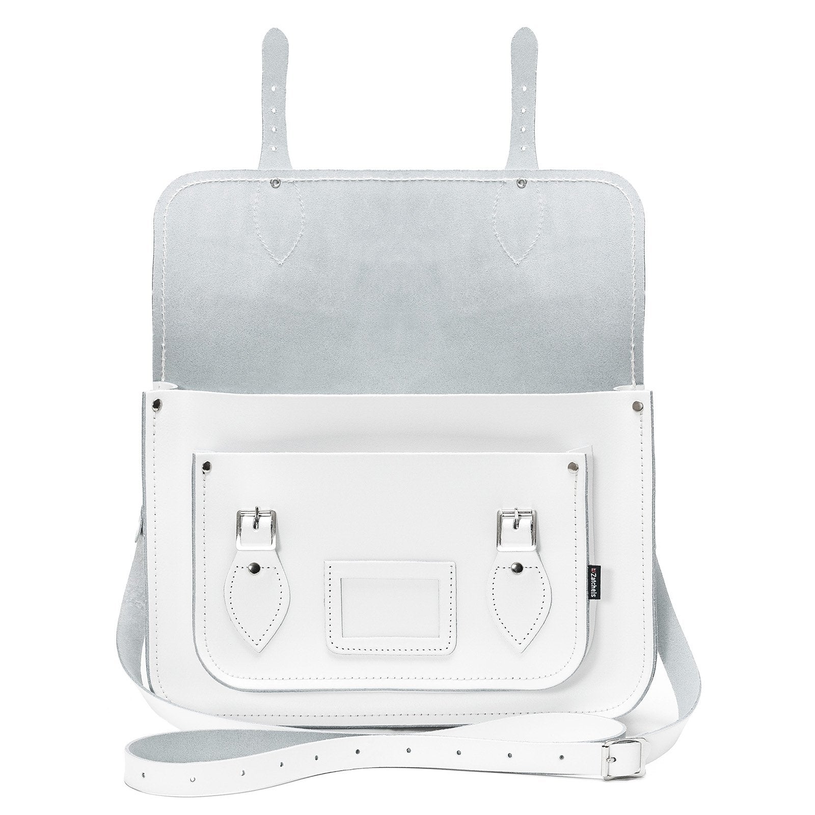 Zatchels White Handmade Leather Satchel 4 Sizes